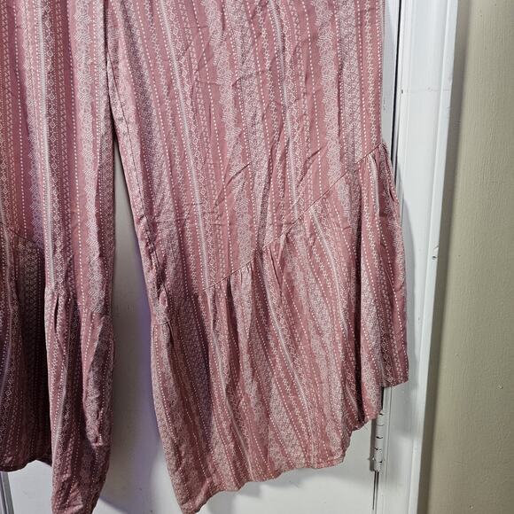 JAPNA Strapless Smocked Wide Leg Jumpsuit Boho Cottage Hippie Festival Sz XL - Picture 6 of 8